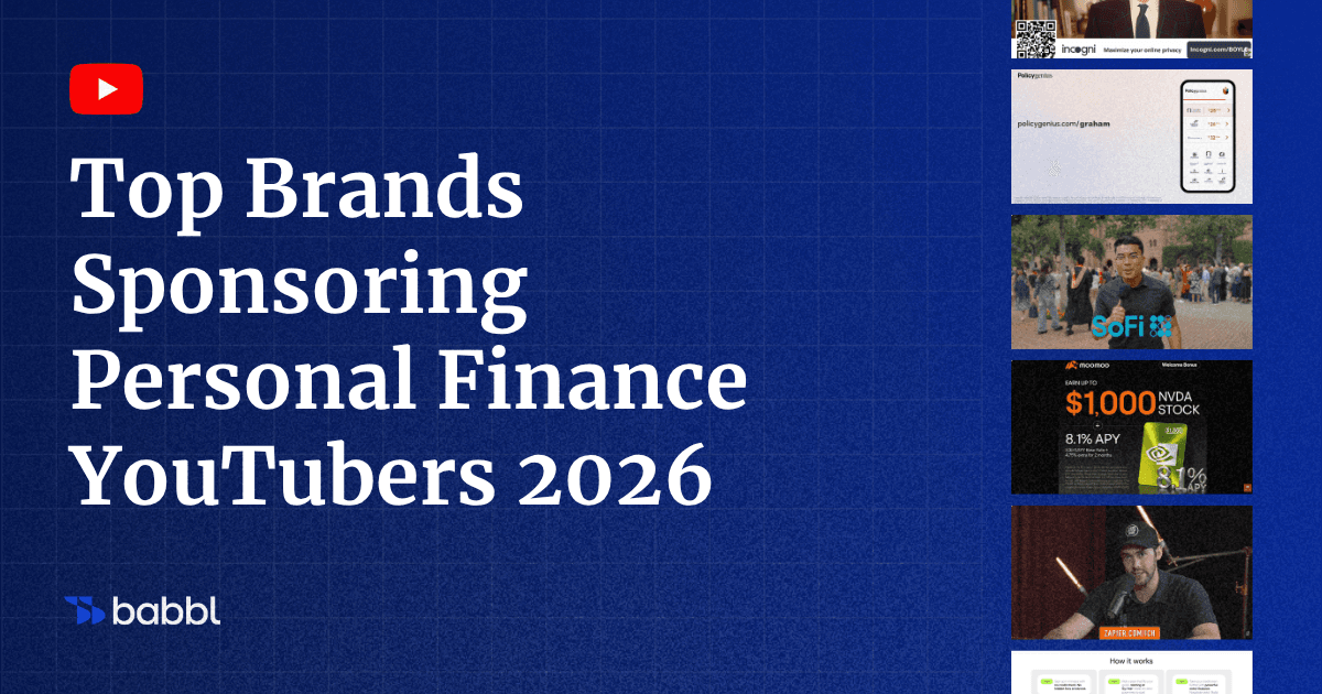 Who Sponsors Personal Finance YouTubers? 100+ Brands, Ranked (2026 Data)