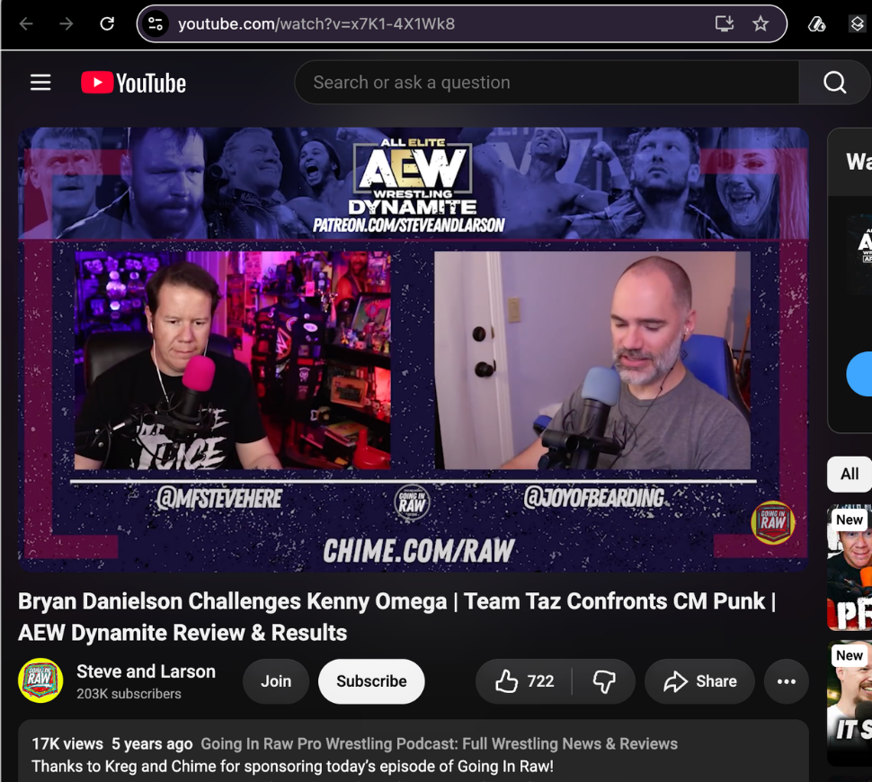 Steve and Larson, early 2021 — one of Chime's earliest integrated reads. A gaming/podcast channel, not a personal finance one. Chime went on to run 4,000+ paid reads on YouTube.