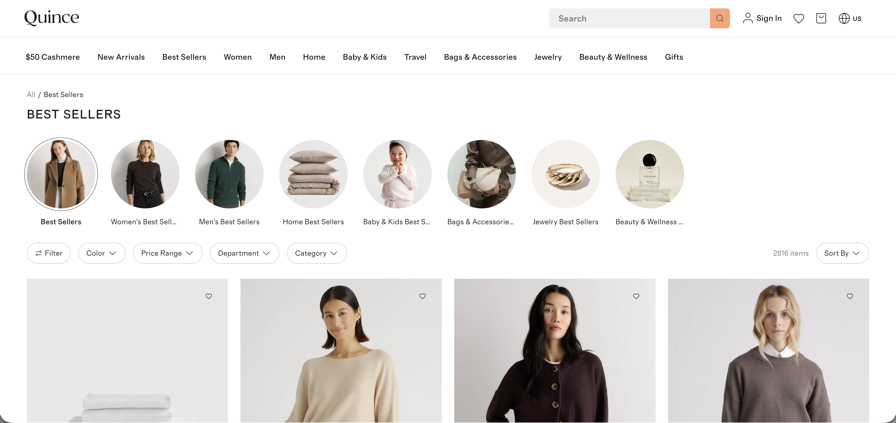 The Quince catalog: cashmere, silk, linen, leather, jewelry, and home goods, factory-direct