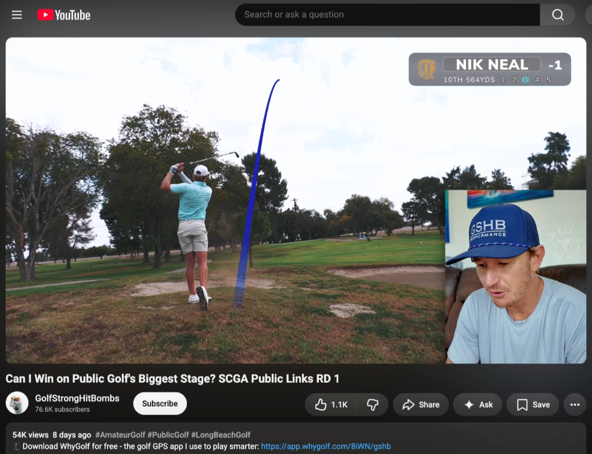 GolfStrongHitBombs, "Can I Win on Public Golf's Biggest Stage? SCGA Public Links RD 1" at 54K views