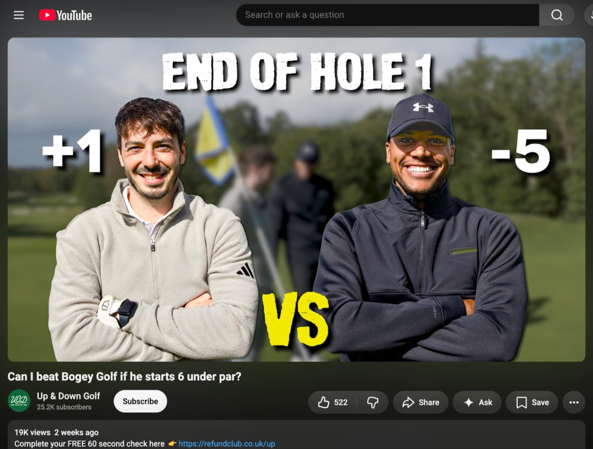 Up & Down Golf, "Can I beat Bogey Golf if he starts 6 under par?" at 19K views