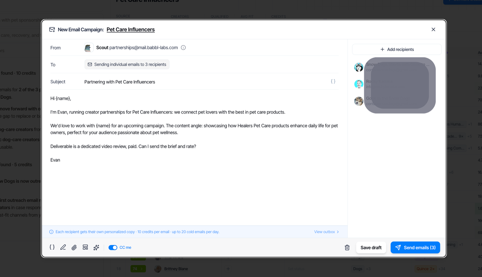 A creator's sponsorship history in Scout